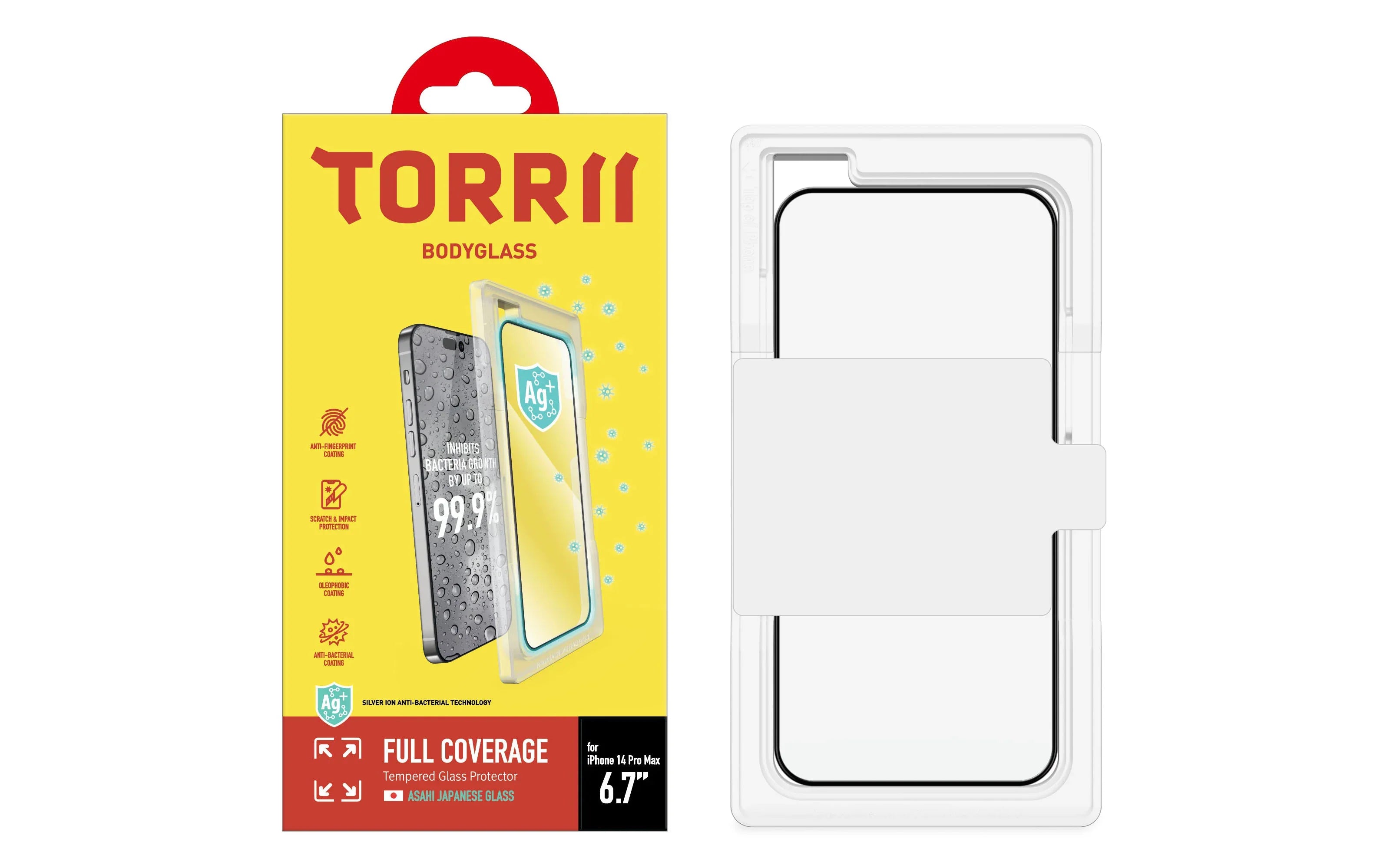 Torrii Bodyglass Screen Protector Anti-Bacterial Coating For iPhone 14 Pro Max – Full Coverage Black - Tashqila Torrii Bodyglass Screen Protector Anti-Bacterial Coating For iPhone 14 Pro Max – Full Coverage Black - Tashqila